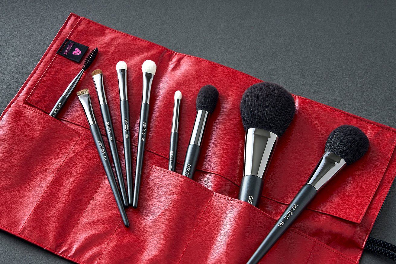 TSUMUGI 8pcs Brushes Set (Black/Red)