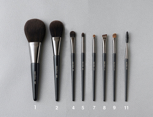 SHIORI 8pcs Brushes Set (Brown/Black)